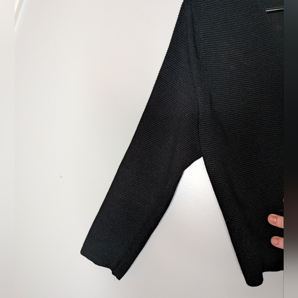 Charter Club Cardigan Sweater Black TexturedOpen Front Cropped‎ Size M - Picture 6 of 16